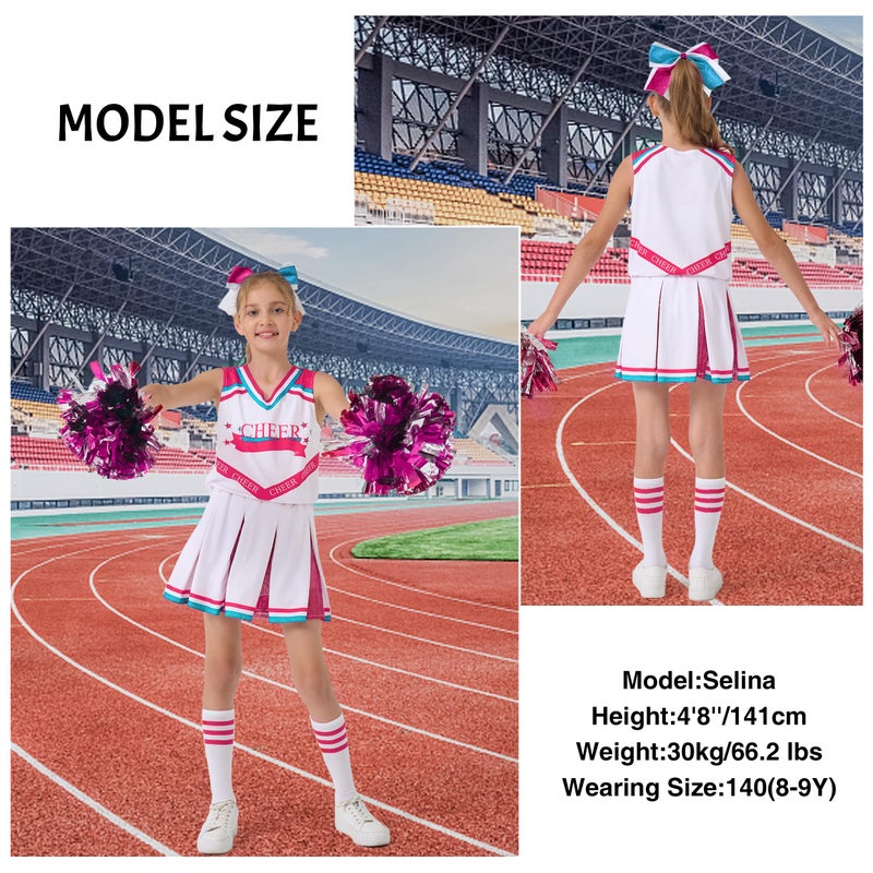 LOLANTA Teen Girls Cheerleader Costume  Cute Cheerleading Outfit  Cheer Uniform for Halloween Dress Up (Pink  12-13 Years) - Image 2